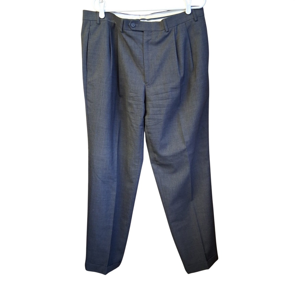 Lauren Ralph Lauren 100% Wool Mens Cuffed Dress Pants Gray Sz 36x30 EUC